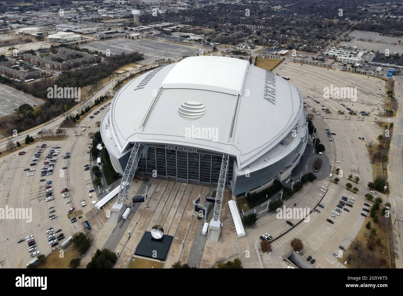 An aerial view of AT&T Stadium, Friday, Jan. 1, 2021, in Arlington, Tex ...