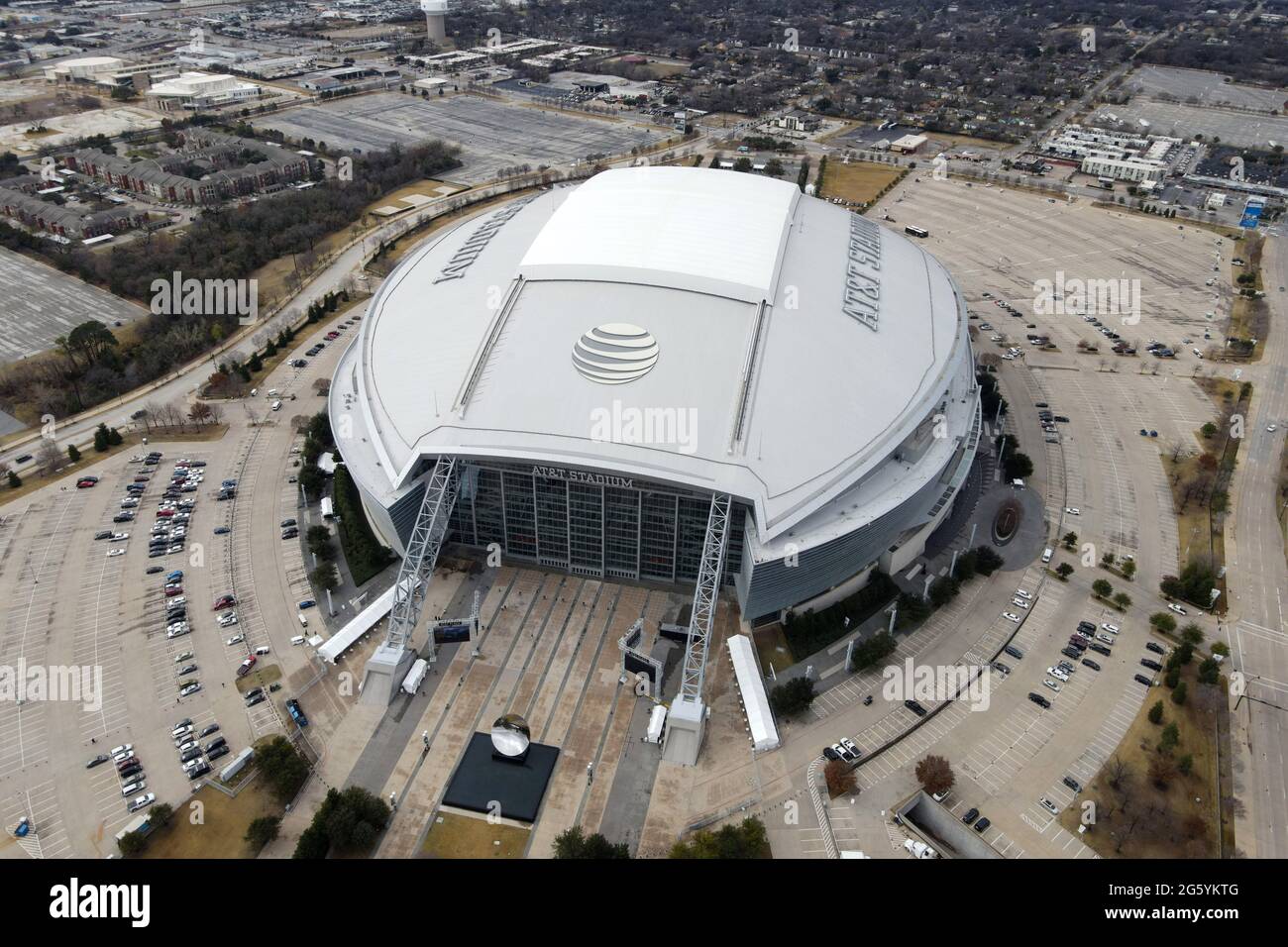 An aerial view of AT&T Stadium, Friday, Jan. 1, 2021, in Arlington, Tex ...