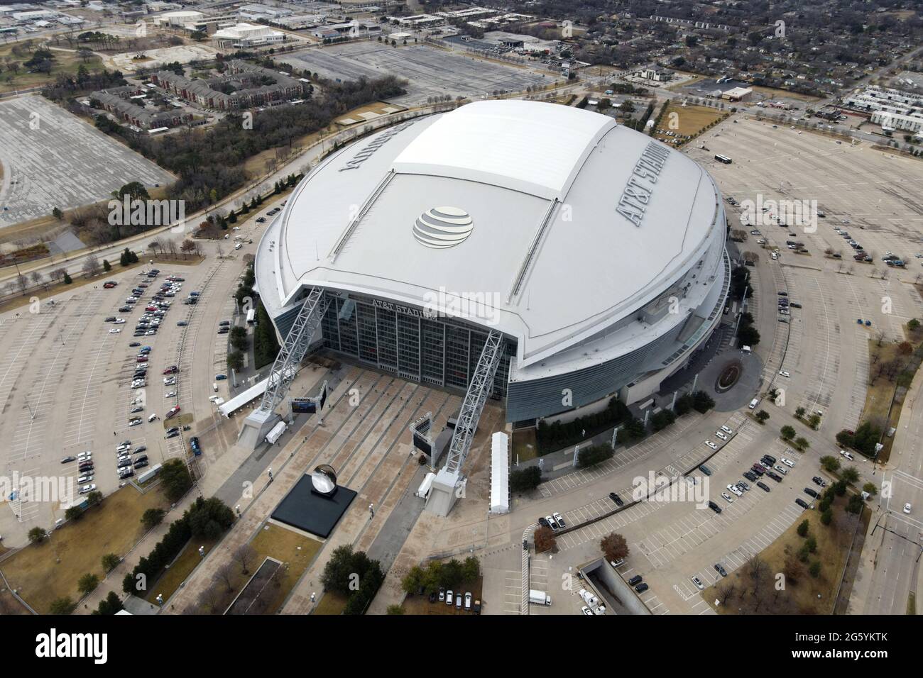 An aerial view of AT&T Stadium, Friday, Jan. 1, 2021, in Arlington, Tex ...