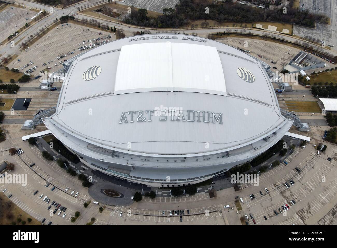 An aerial view of AT&T Stadium, Friday, Jan. 1, 2021, in Arlington, Tex ...