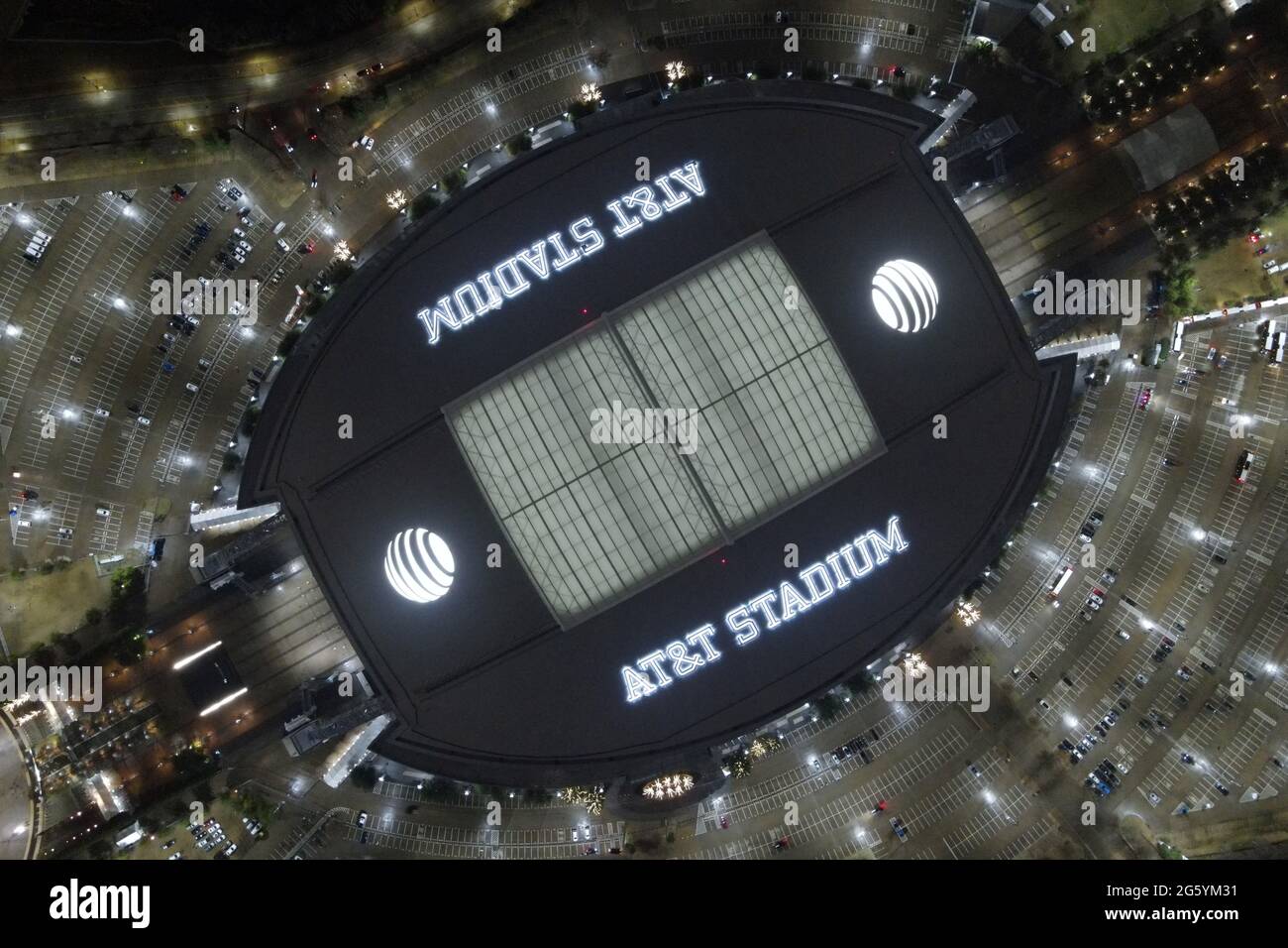 An aerial view of AT&T Stadium, Friday, Jan. 1, 2021, in Arlington, Tex ...