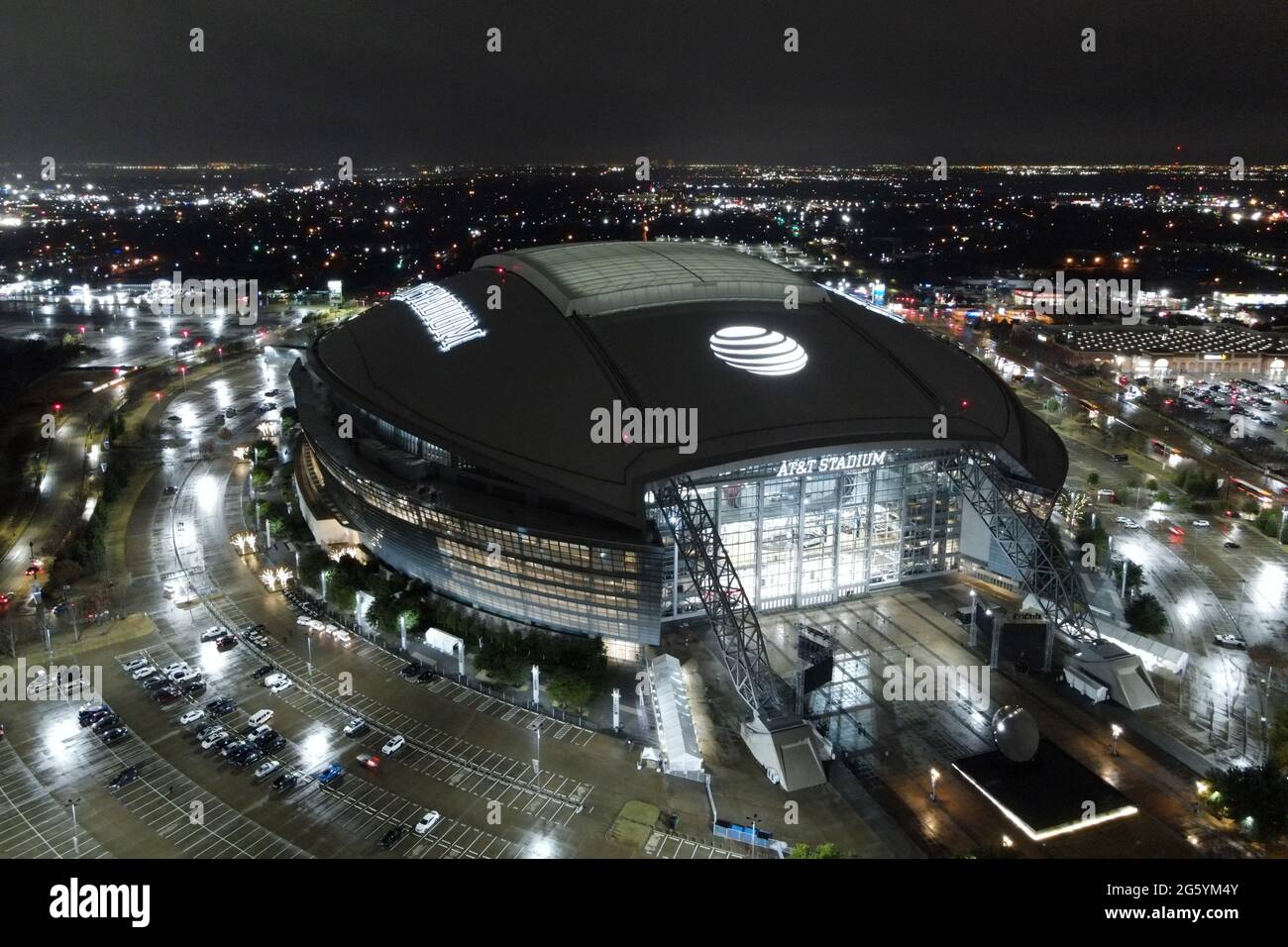 An aerial view of AT&T Stadium, Friday, Jan. 1, 2021, in Arlington, Tex ...