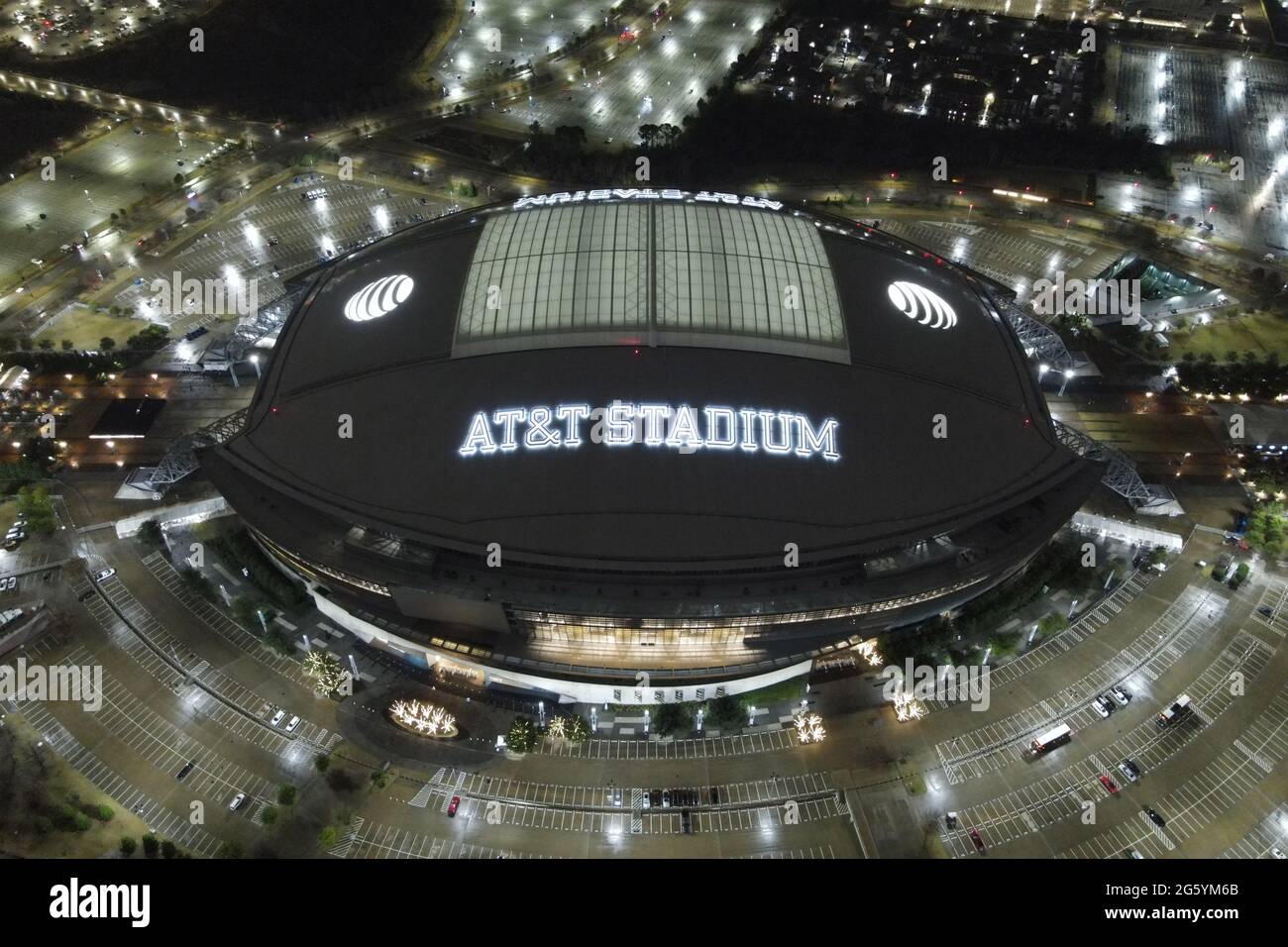 An aerial view of AT&T Stadium, Friday, Jan. 1, 2021, in Arlington, Tex ...