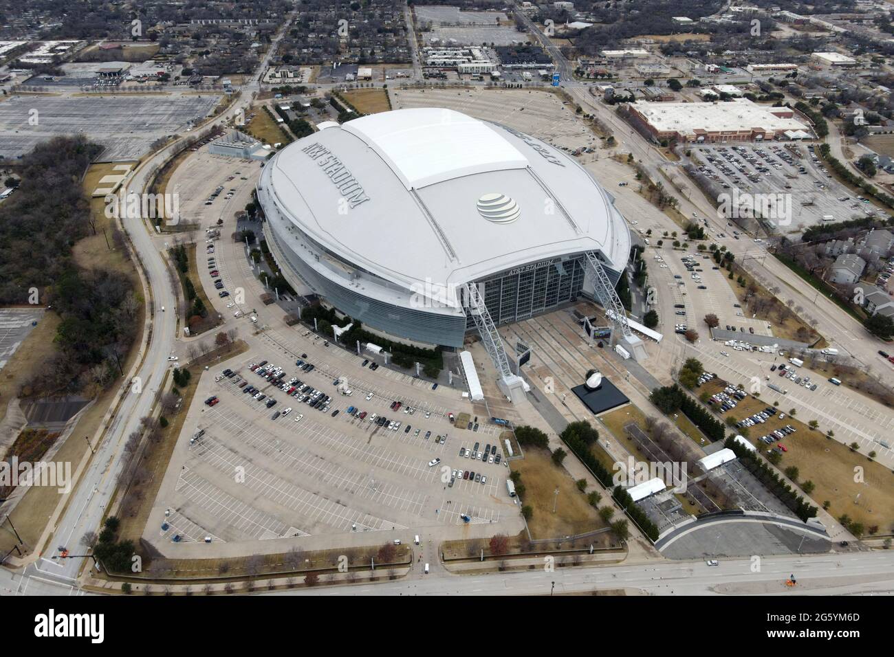 An aerial view of AT&T Stadium, Friday, Jan. 1, 2021, in Arlington, Tex.  The stadium is the home of the Dallas Cowboys Stock Photo - Alamy