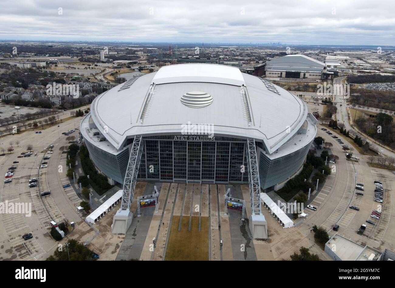 An Aerial View Of AT T Stadium Friday Jan 1 2021 In Arlington Tex an-aerial-view-of-at-t-stadium-friday-jan-1-2021-in-arlington-tex