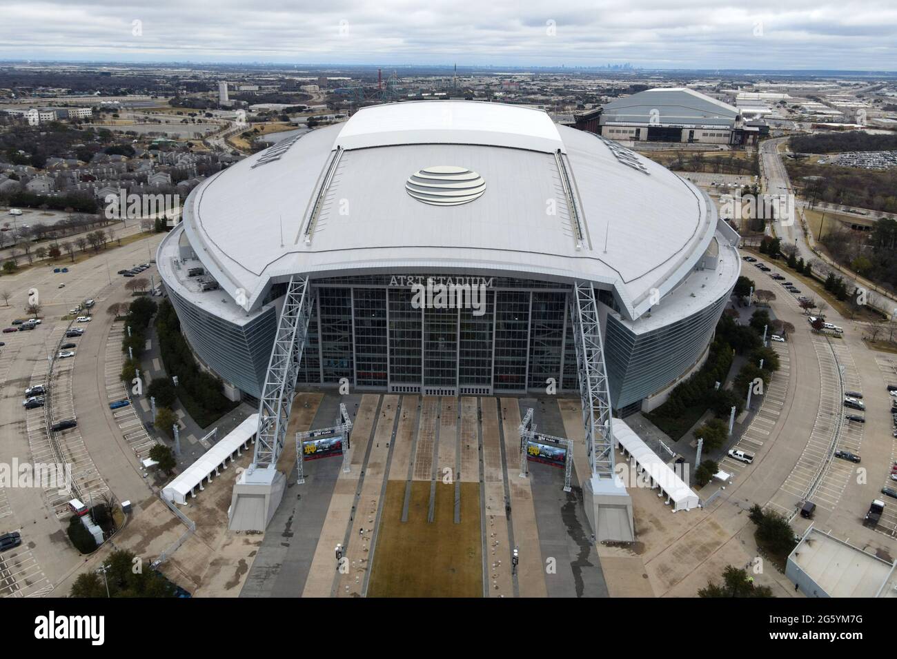 An aerial view of AT&T Stadium, Friday, Jan. 1, 2021, in Arlington, Tex ...