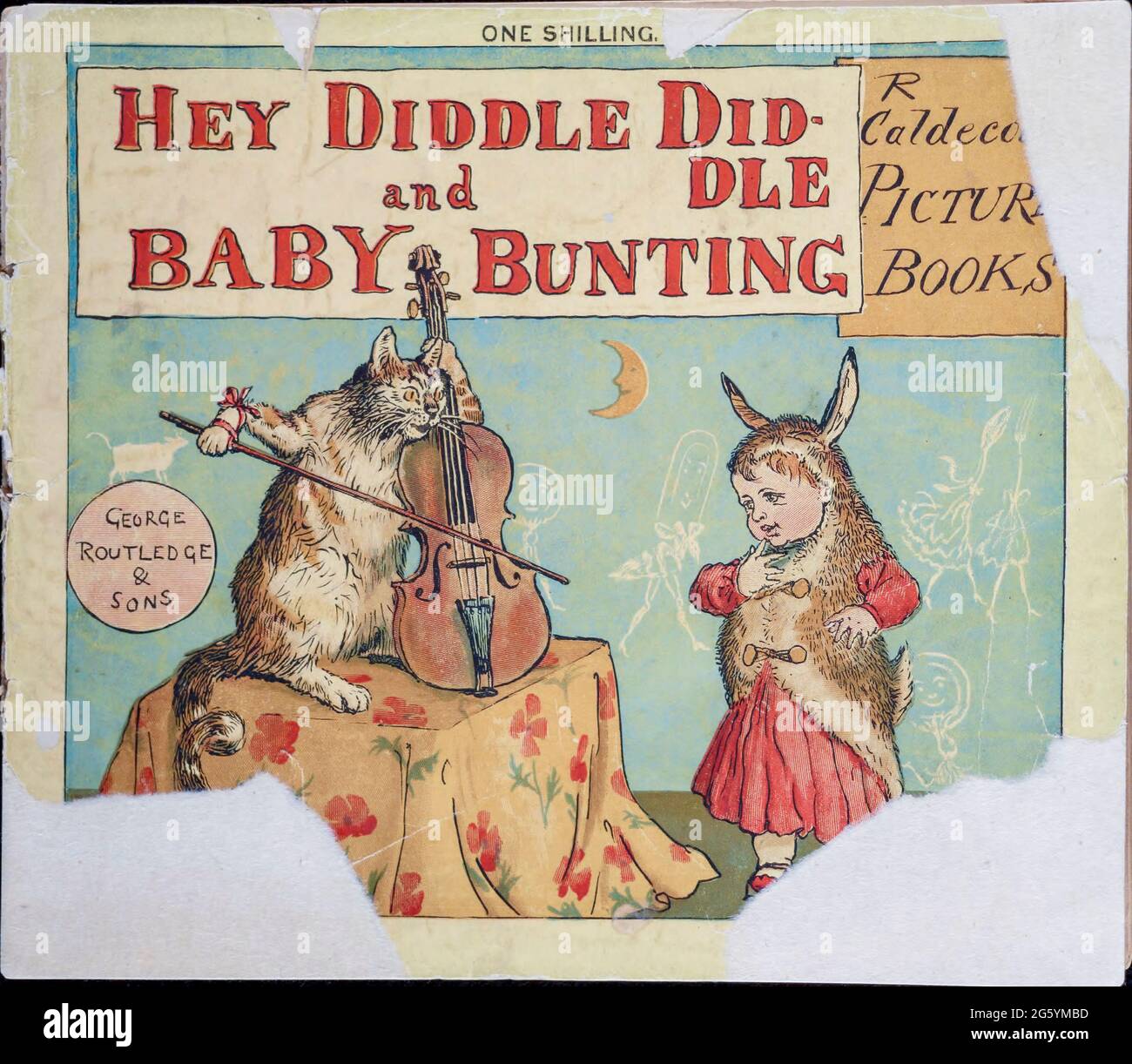 Front cover of from the book  ' Hey diddle diddle and Baby bunting ' by Randolph Caldecott, Published in London by George Routledge & Sons in 1882 Stock Photo
