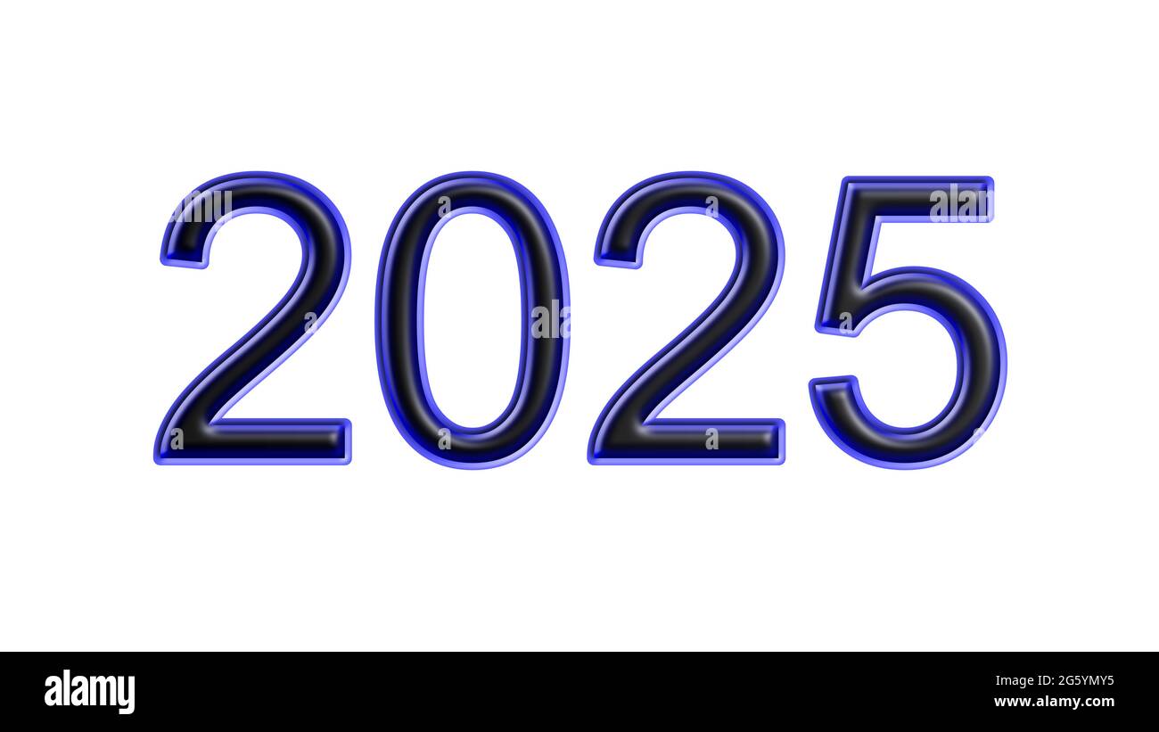 blue 2025 number 3d effect white background Stock Photo