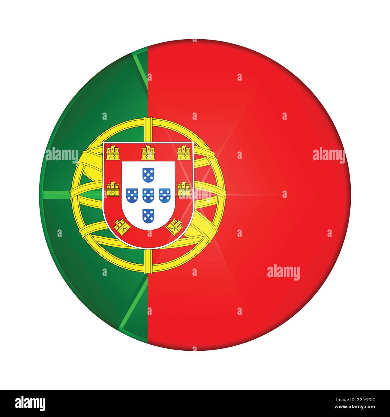 Abstract Blue World Map With Magnified Portugal. Portugal Flag And