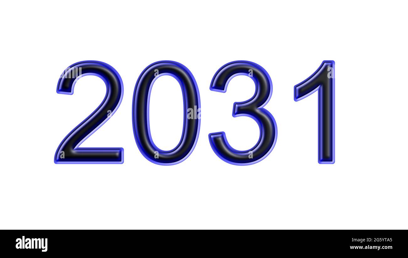 blue 2031 number 3d effect white background Stock Photo - Alamy