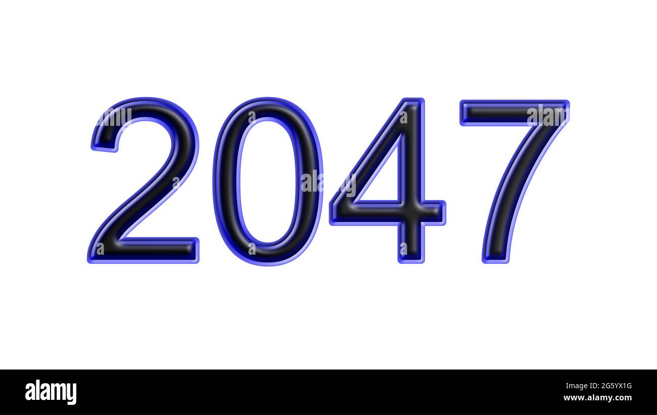 blue 2047 number 3d effect white background Stock Photo - Alamy