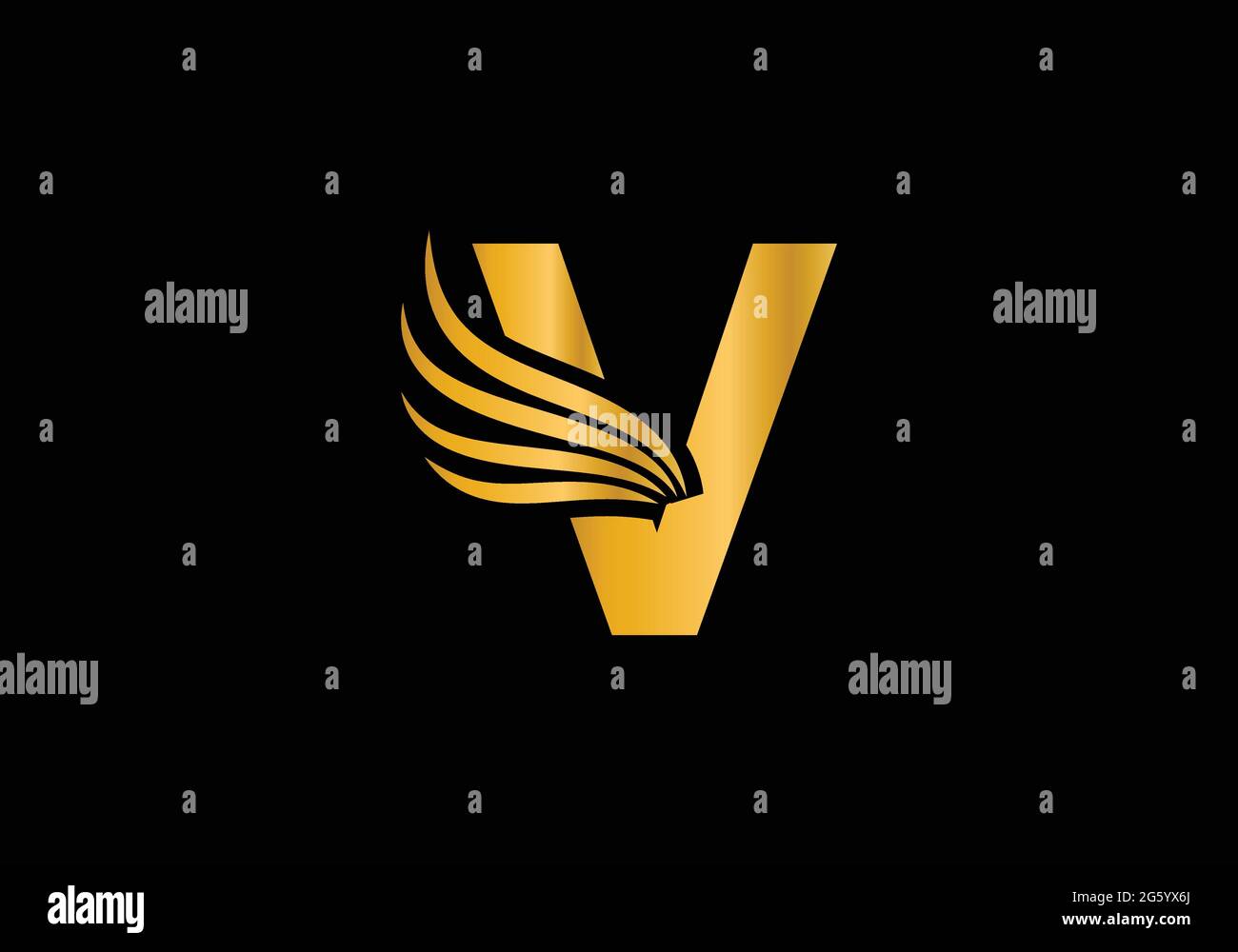 Golden Initial V Letter Logo With Creative Modern Business Typography ...