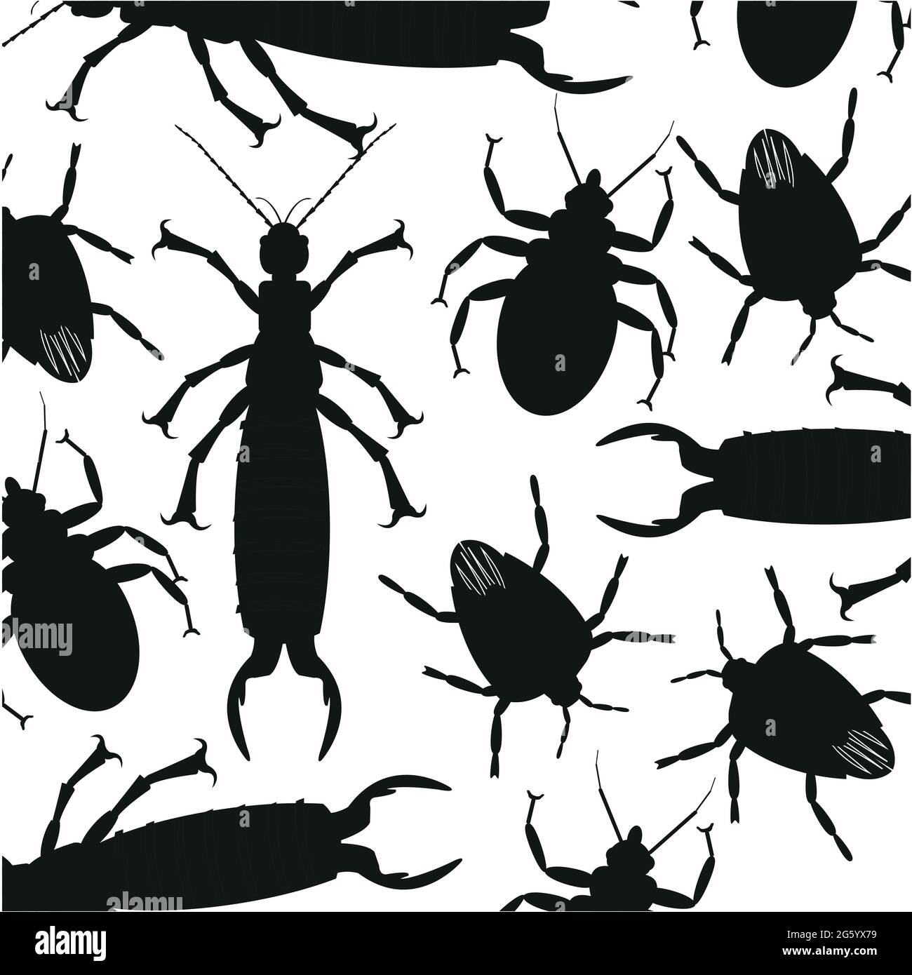 Vector illustration black silhouette insect decorative pattern Stock Vector