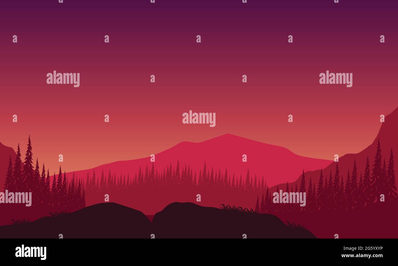 Pdusk Vector A view of the mountains with an aesthetically pleasing silhouette of ...