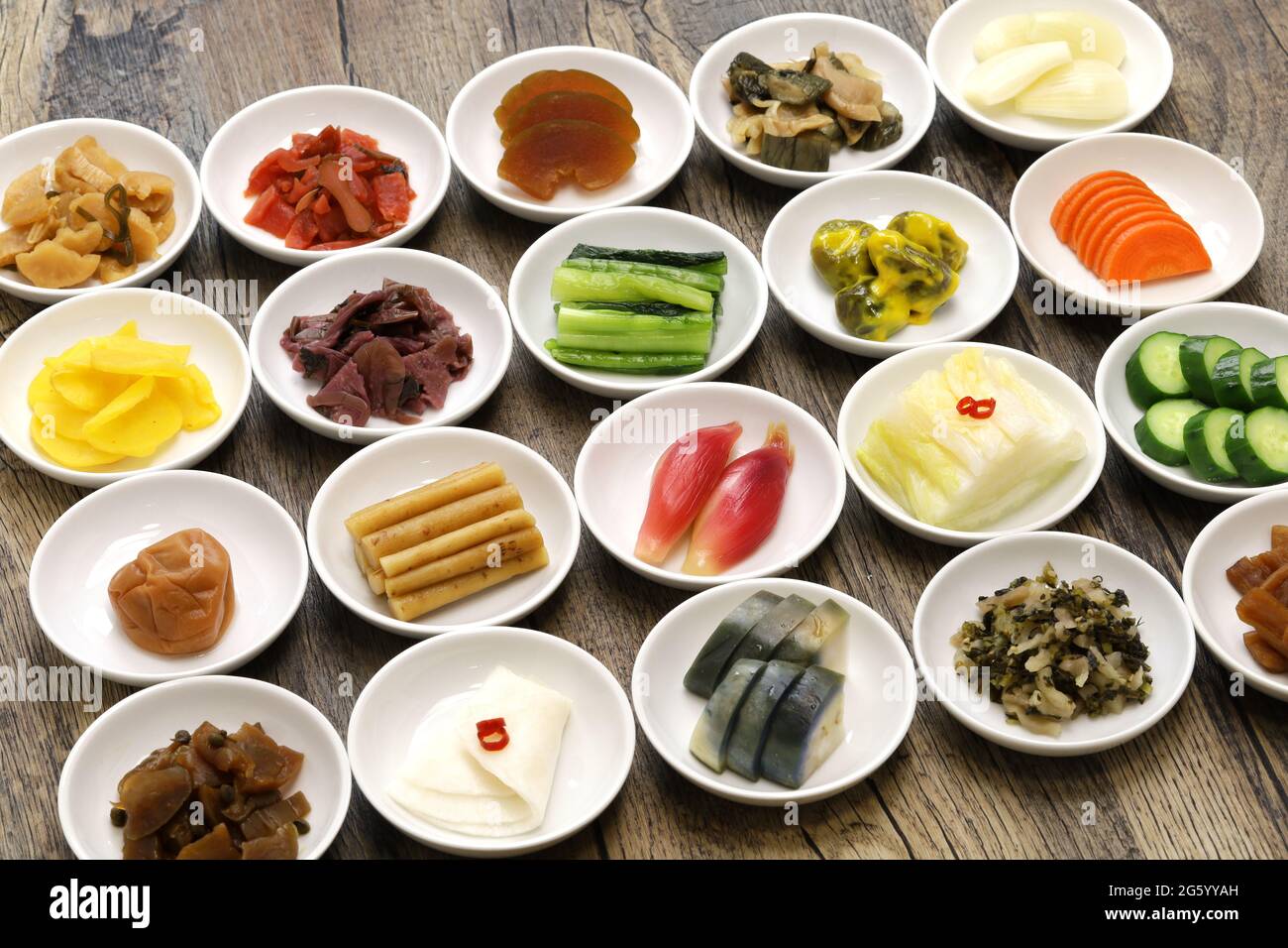 Japanese pickles (Tsukemono) assortment, traditional fermented food