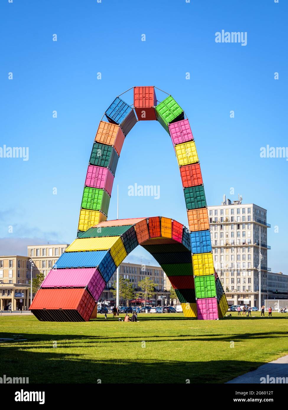 The "Catène de containers" is an art installation made of two arches of  containers in Le Havre, France Stock Photo - Alamy