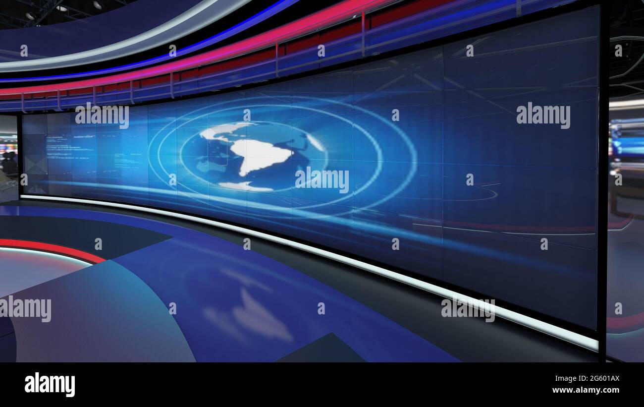 Virtual TV Studio News Set. Green screen background. 3d Rendering. Virtual  set studio for chroma footage. wherever you want it, With a simple setup  Stock Photo - Alamy