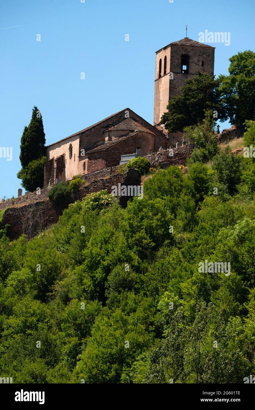 Church of Saint-Jean-Baptiste de Combret, Combret-sur-Rance, Aveyron, France Stock Photo