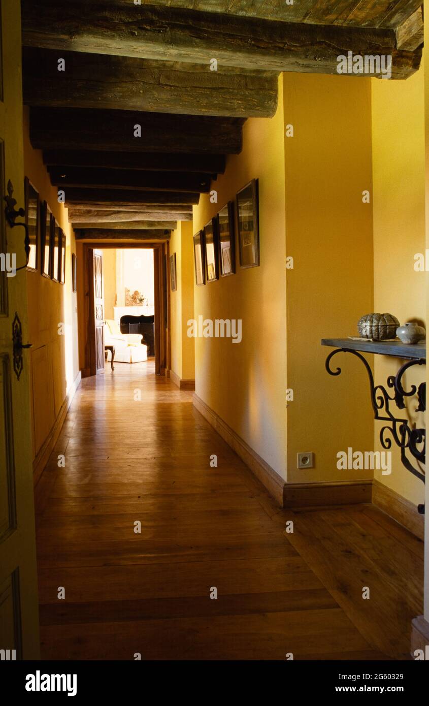 Hallway with beamed ceiling Stock Photo - Alamy