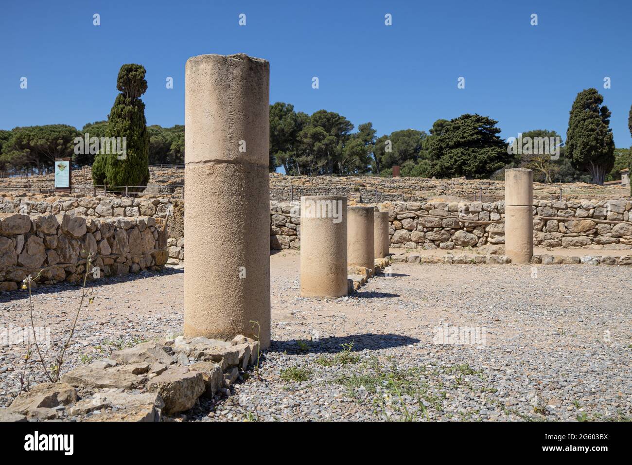 Archaeological Remains of ancient city Empuries. Remains of a Greek rampart. Archaeology Museum of Catalonia, Spain. Stock Photo