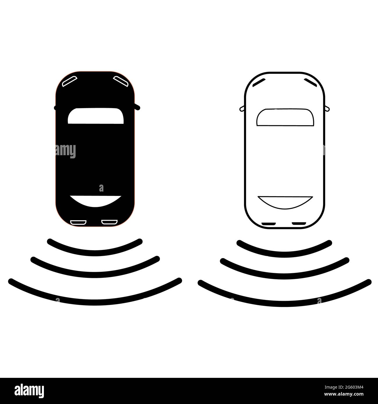 car backup camera icon on white background. car icon with backup camera