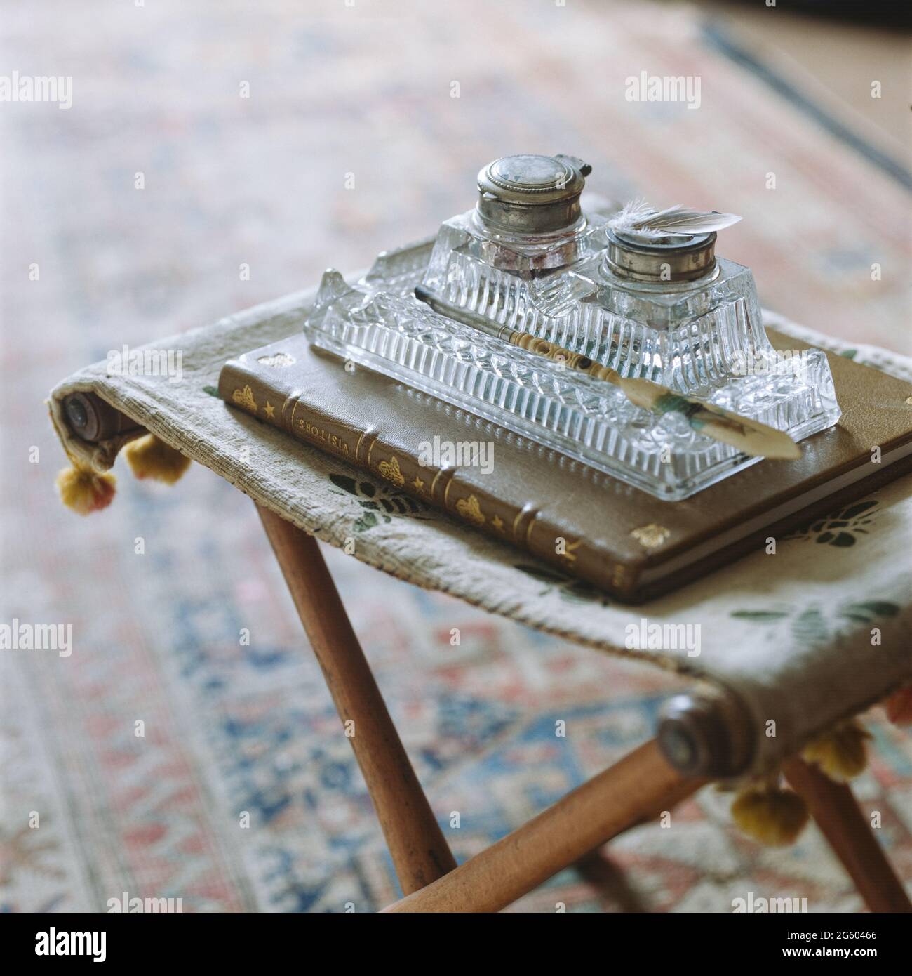 Crystal ink wells on stool Stock Photo - Alamy