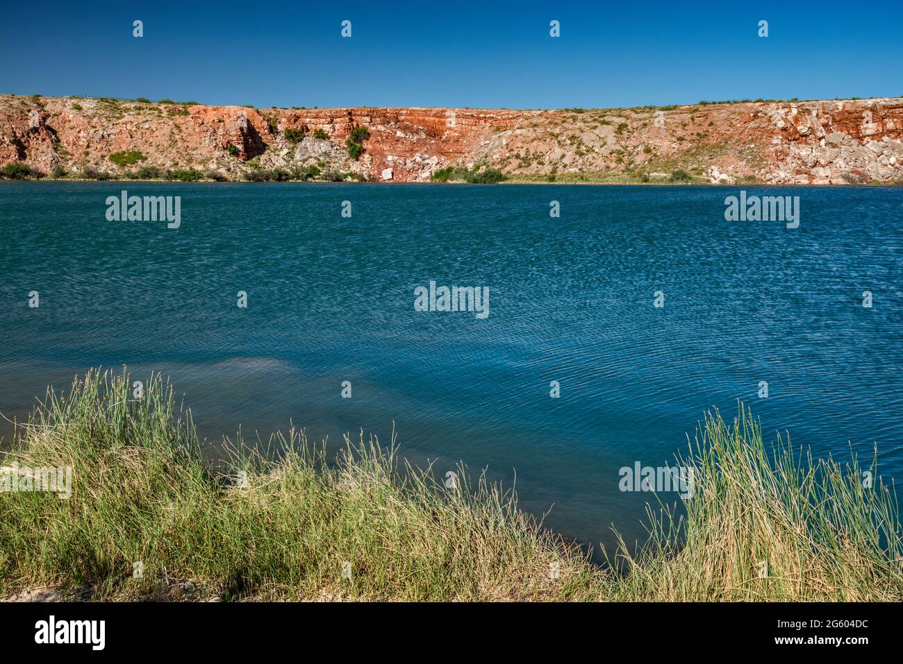 Lea Lake, sinkhole lake aka cenote, limestone reef at Bottomless Lakes State Park, near Roswell, New Mexico, USA Stock Photo