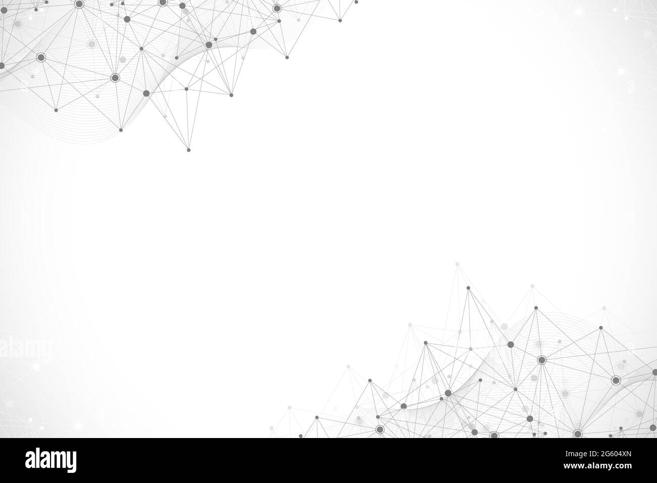 Abstract plexus background with connected lines and dots. Wave flow ...