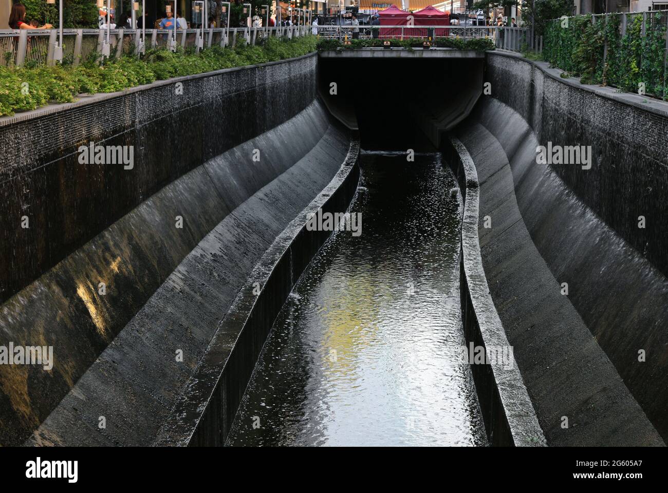 Shibuya River which became an open culvert from an underdrain Stock Photo