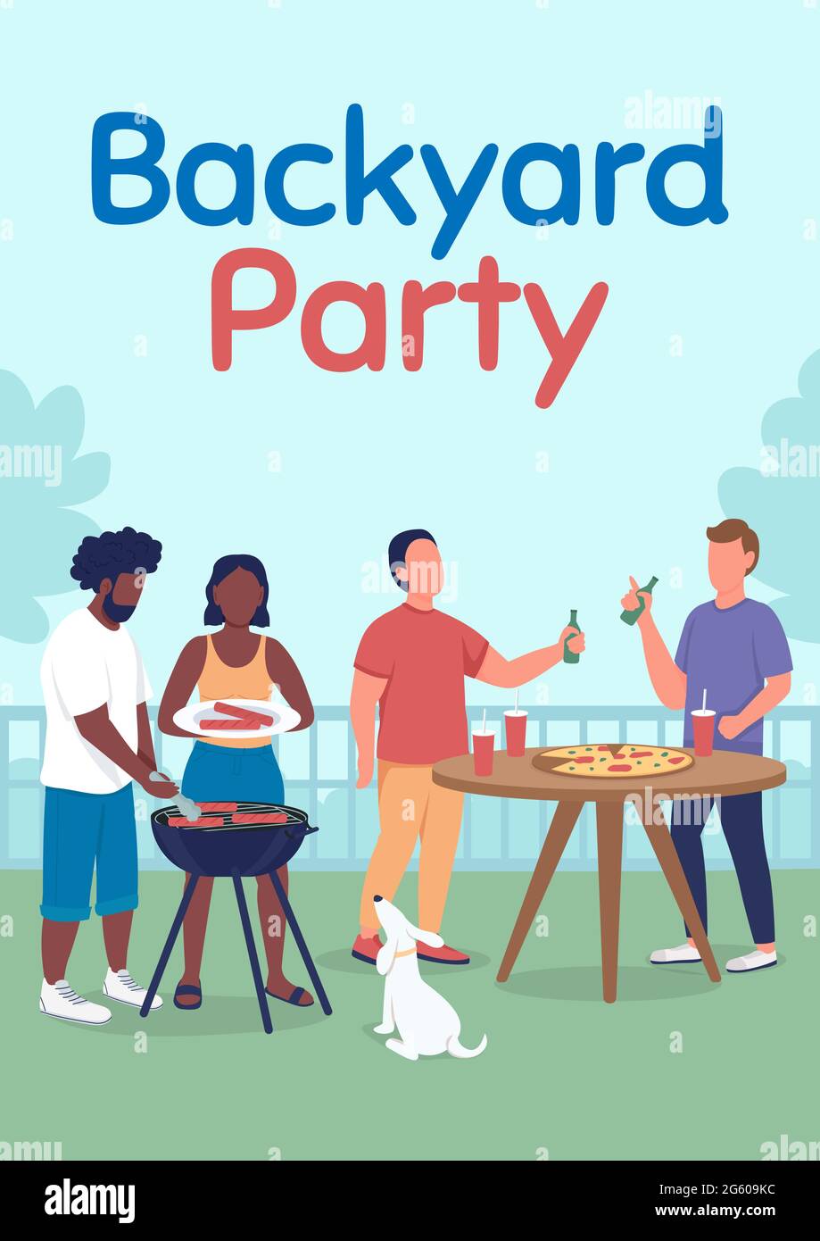 Backyard party poster flat vector template Stock Vector Image & Art Alamy