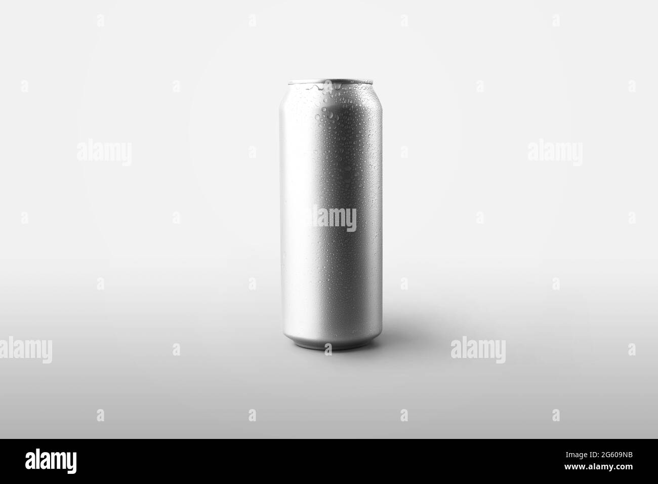 Mockup of a large silvery condensate beer bottle for presentation of design and pattern. Template carbonate containers for soda with drops of water, s Stock Photo