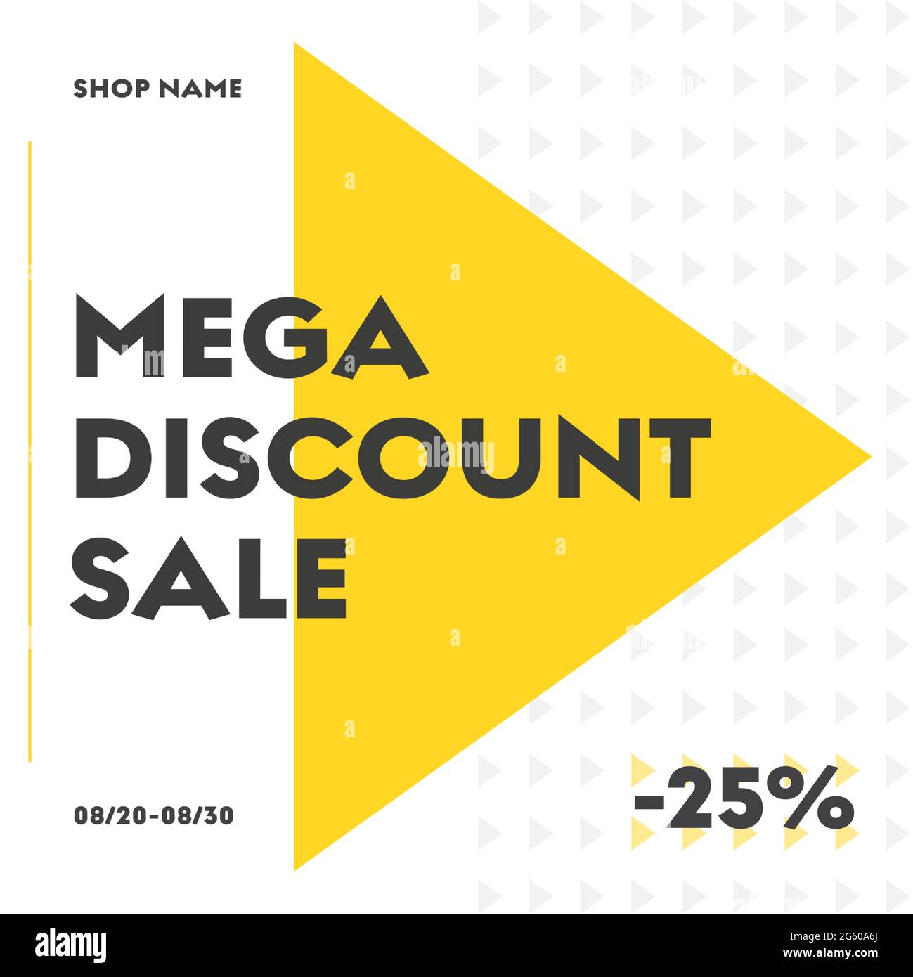 Set of vector square web banners for big sale with round yellow and white elements. Templates for social networks. Stock Vector