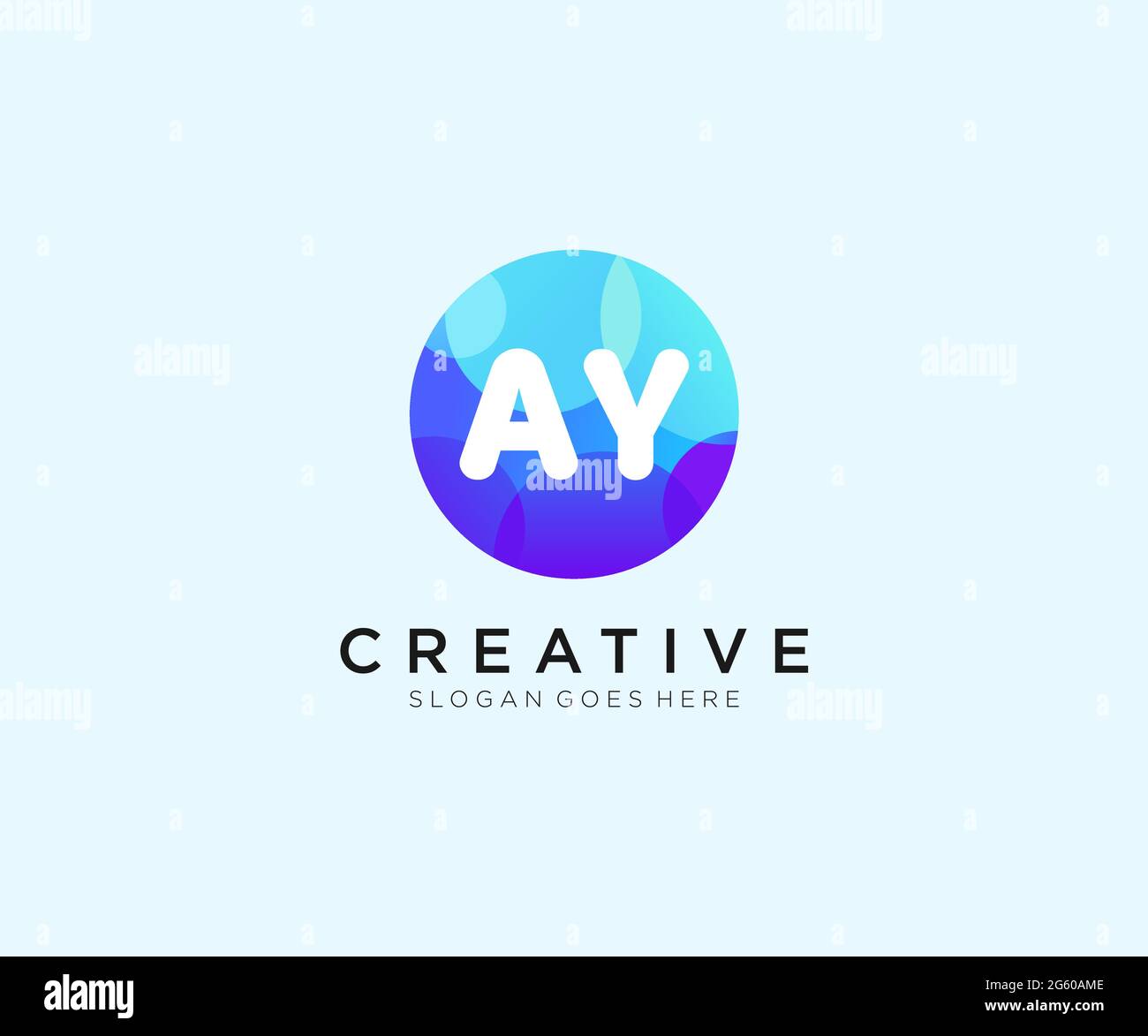 AY initial logo With Colorful Circle template Stock Vector