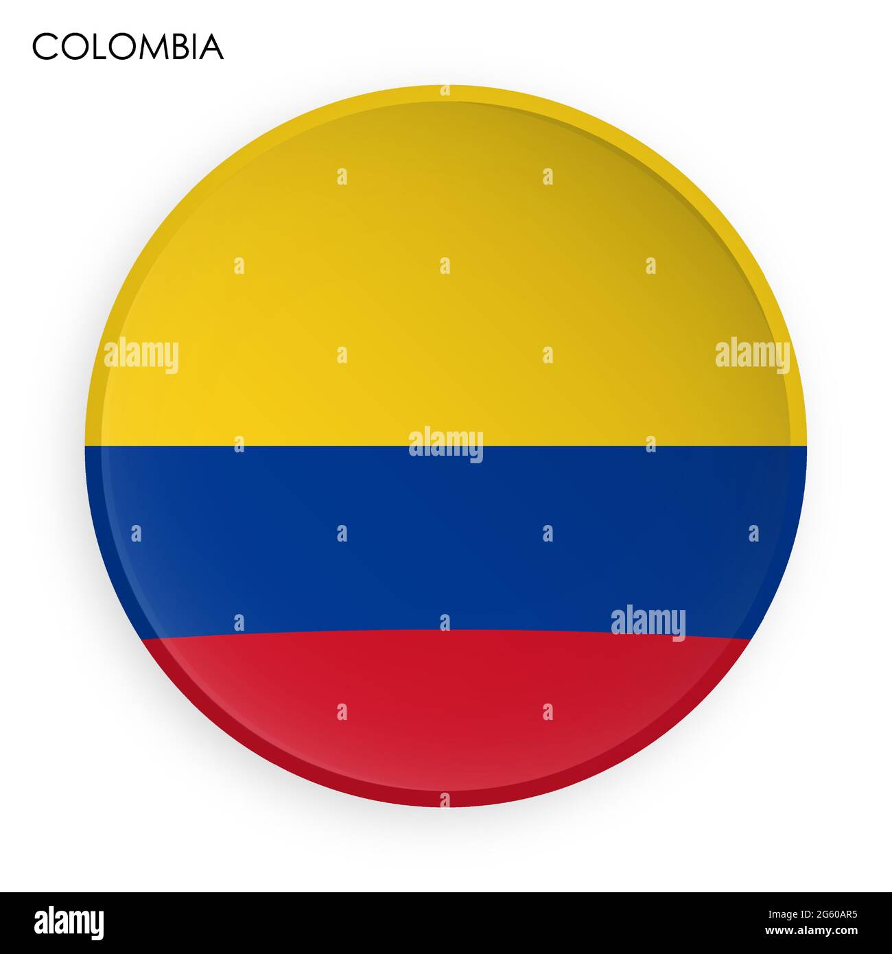 Colombia flag icon in modern neomorphism style. Button for mobile application or web. Vector on white background Stock Vector