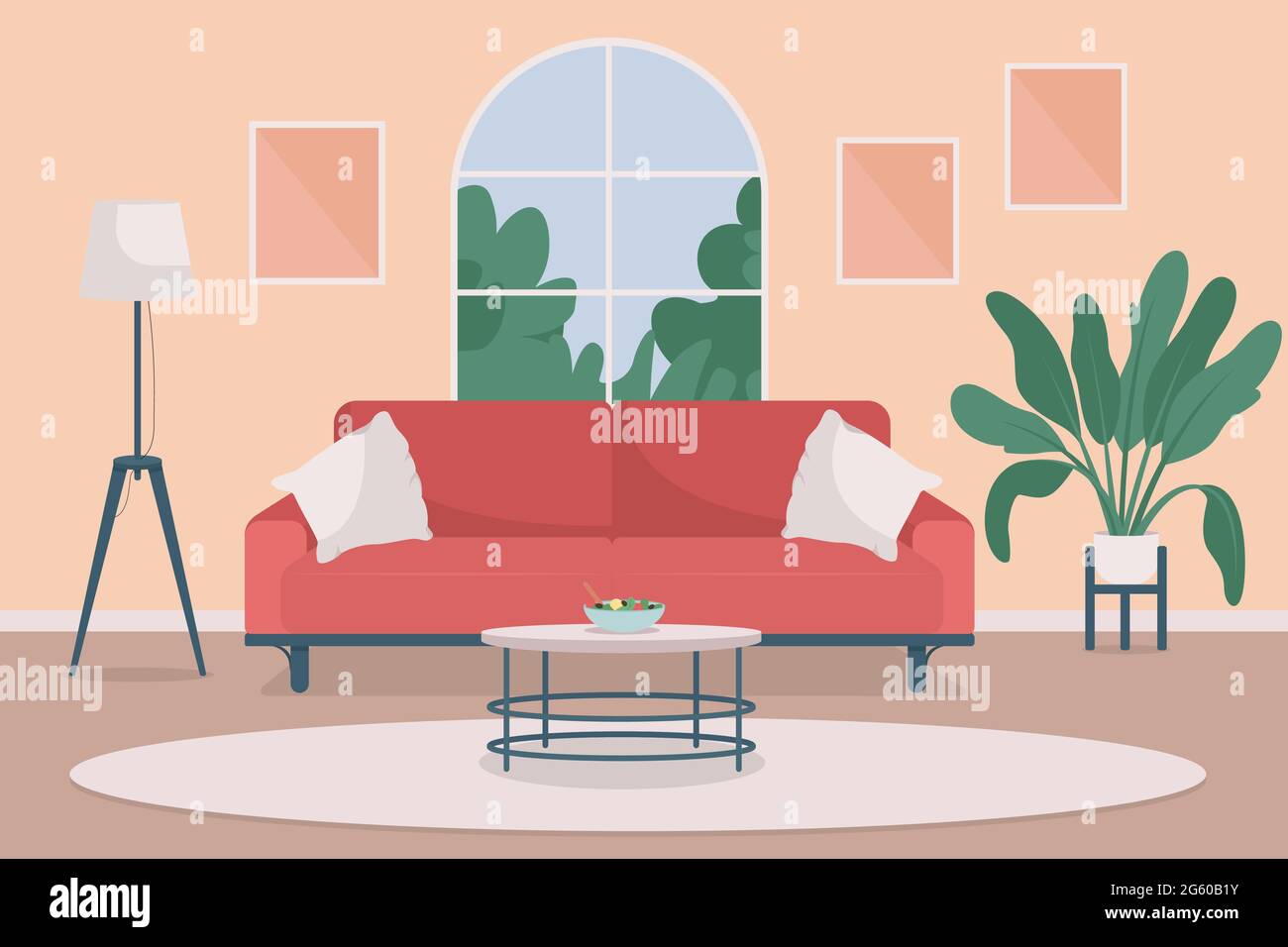 Cozy living room flat color vector illustration Stock Vector Image ...
