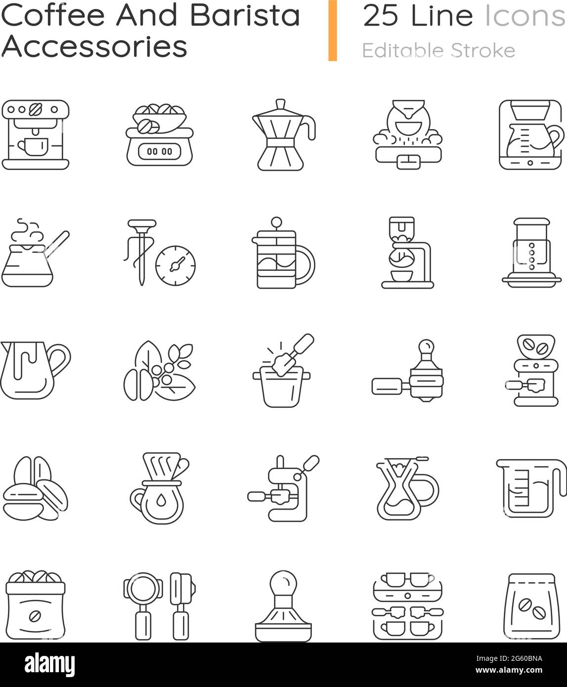 Barista And Coffee Accessories Glyph Icons Set Coffee Shop