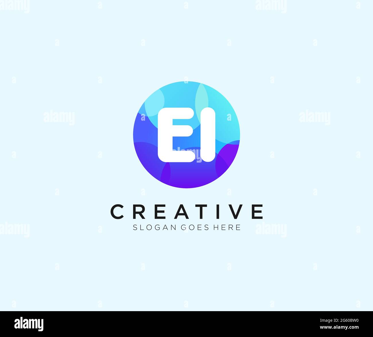 EI initial logo With Colorful Circle template Stock Vector