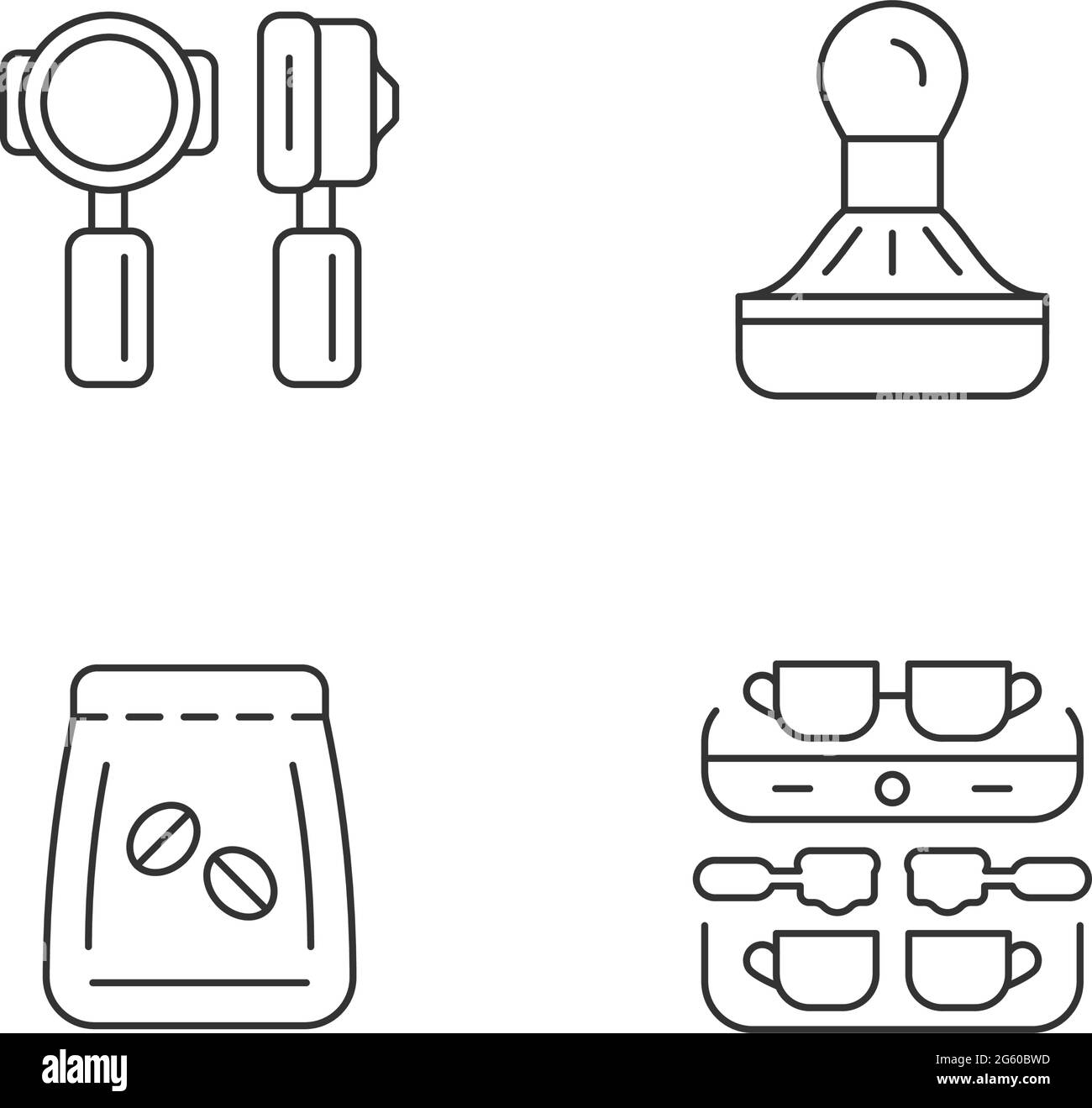 Coffee shop professional tools linear icons set Stock Vector Image ...