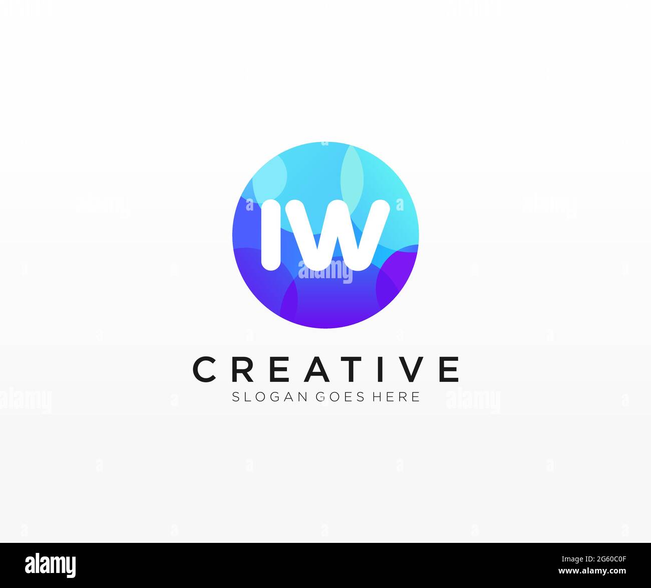 IW initial logo With Colorful Circle template Stock Vector