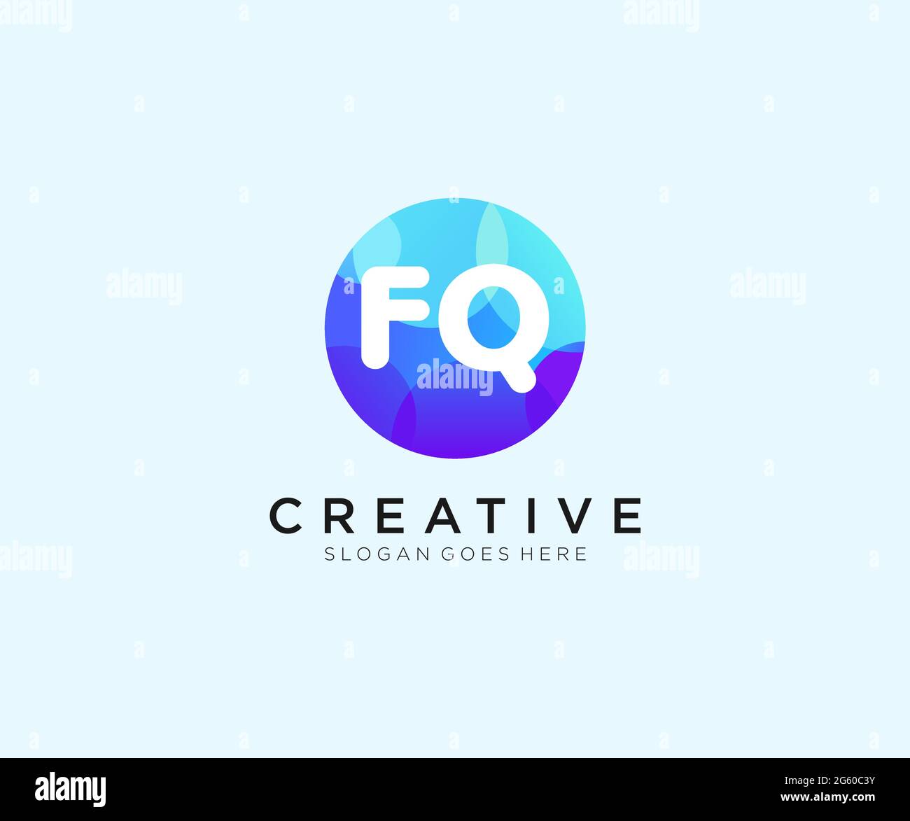 FQ initial logo With Colorful Circle template Stock Vector