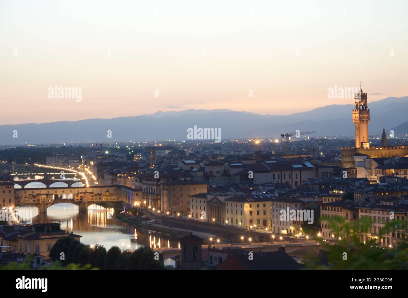 An incredible view on Florence, standing at the Piazzale Michelangelo Stock Photo