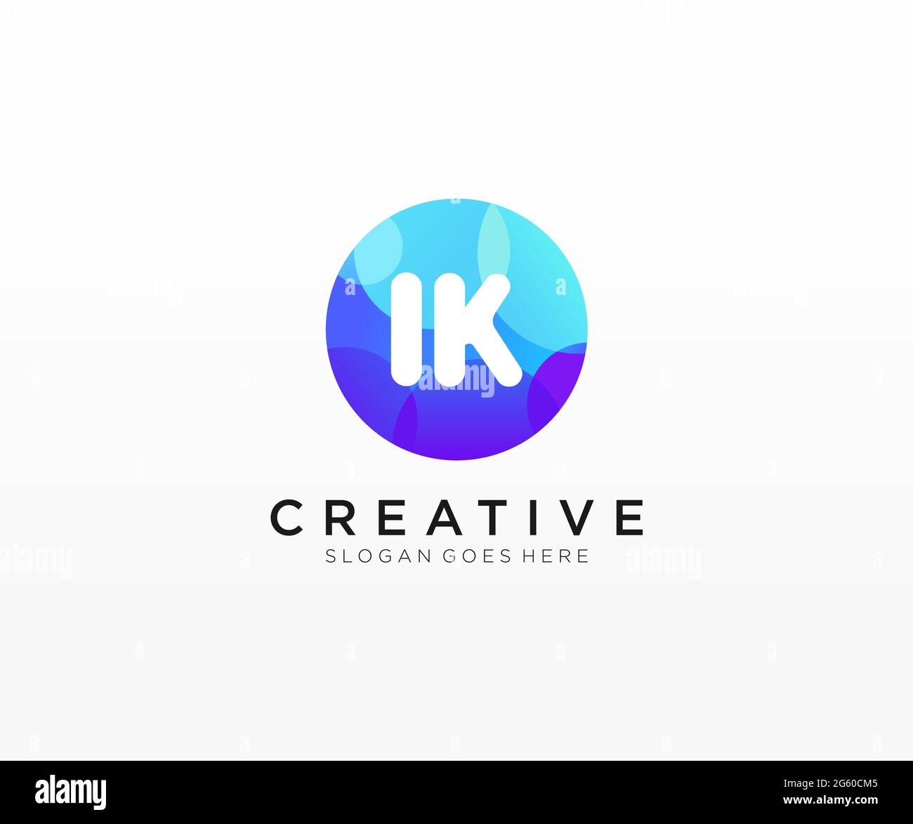 IK initial logo With Colorful Circle template Stock Vector