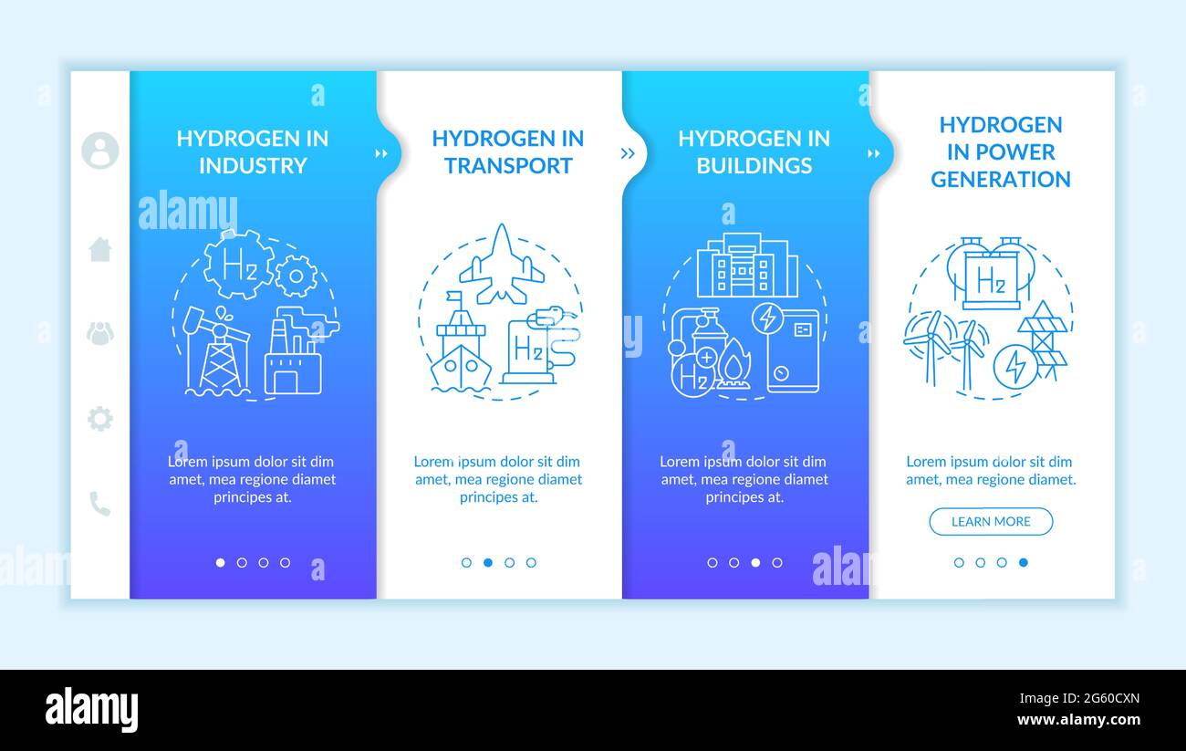 Hydrogen consumption onboarding vector template Stock Vector