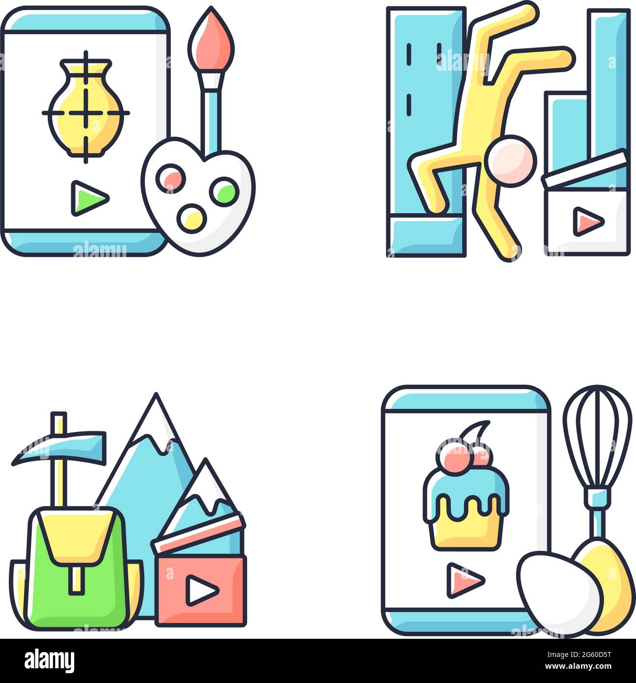 Internet video RGB color icons set Stock Vector Image & Art - Alamy