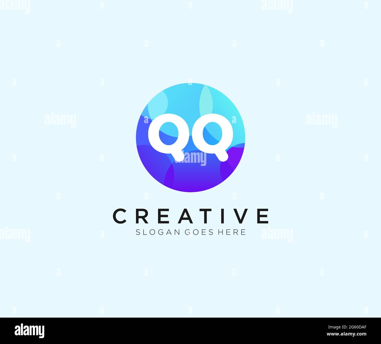 QQ initial logo With Colorful Circle template Stock Vector
