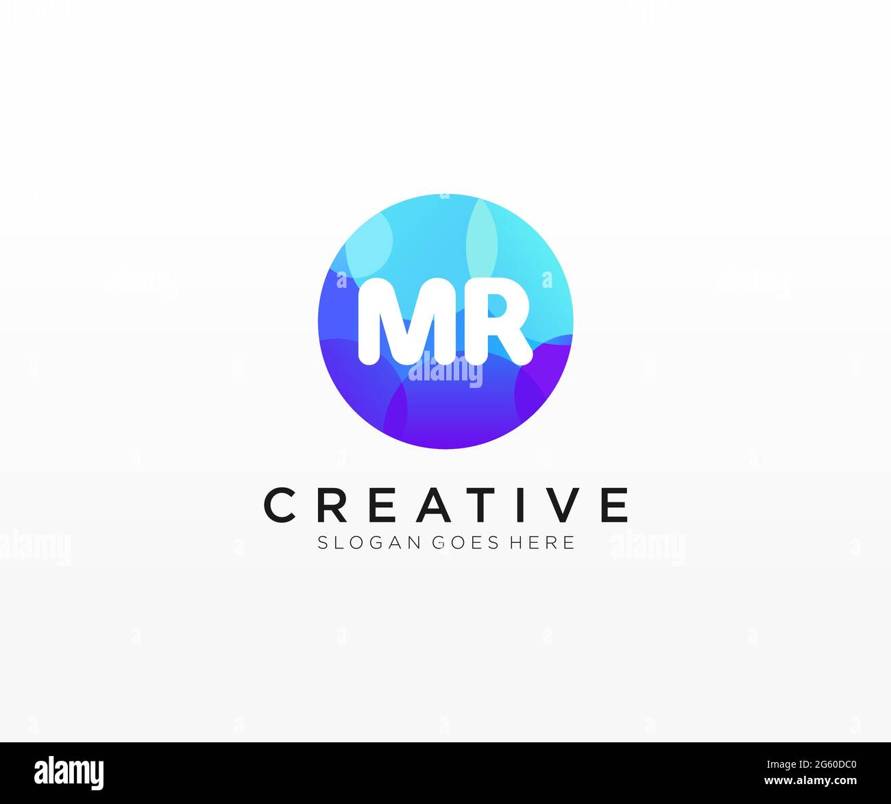 MR initial logo With Colorful Circle template Stock Vector