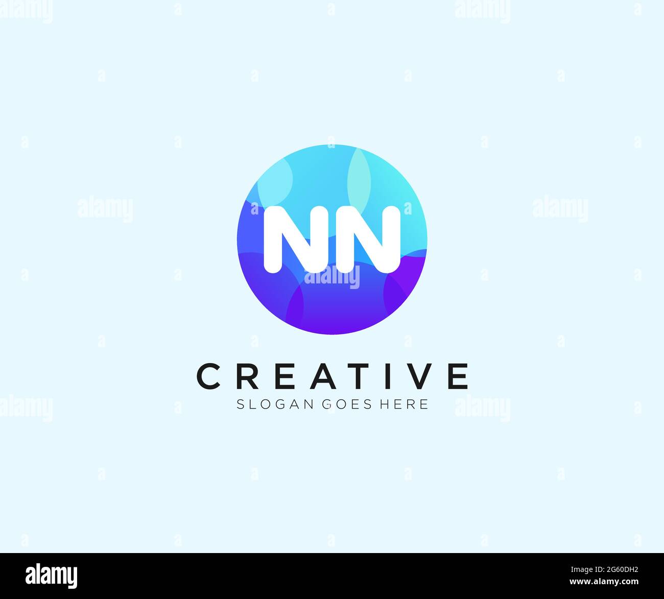 NN initial logo With Colorful Circle template Stock Vector