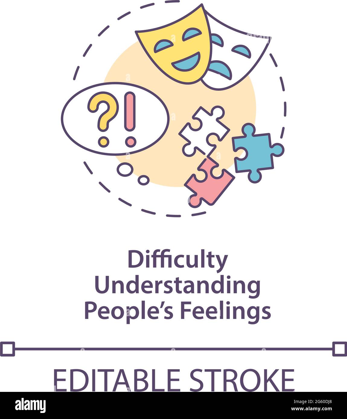 Difficulty understanding people feelings concept icon Stock Vector ...