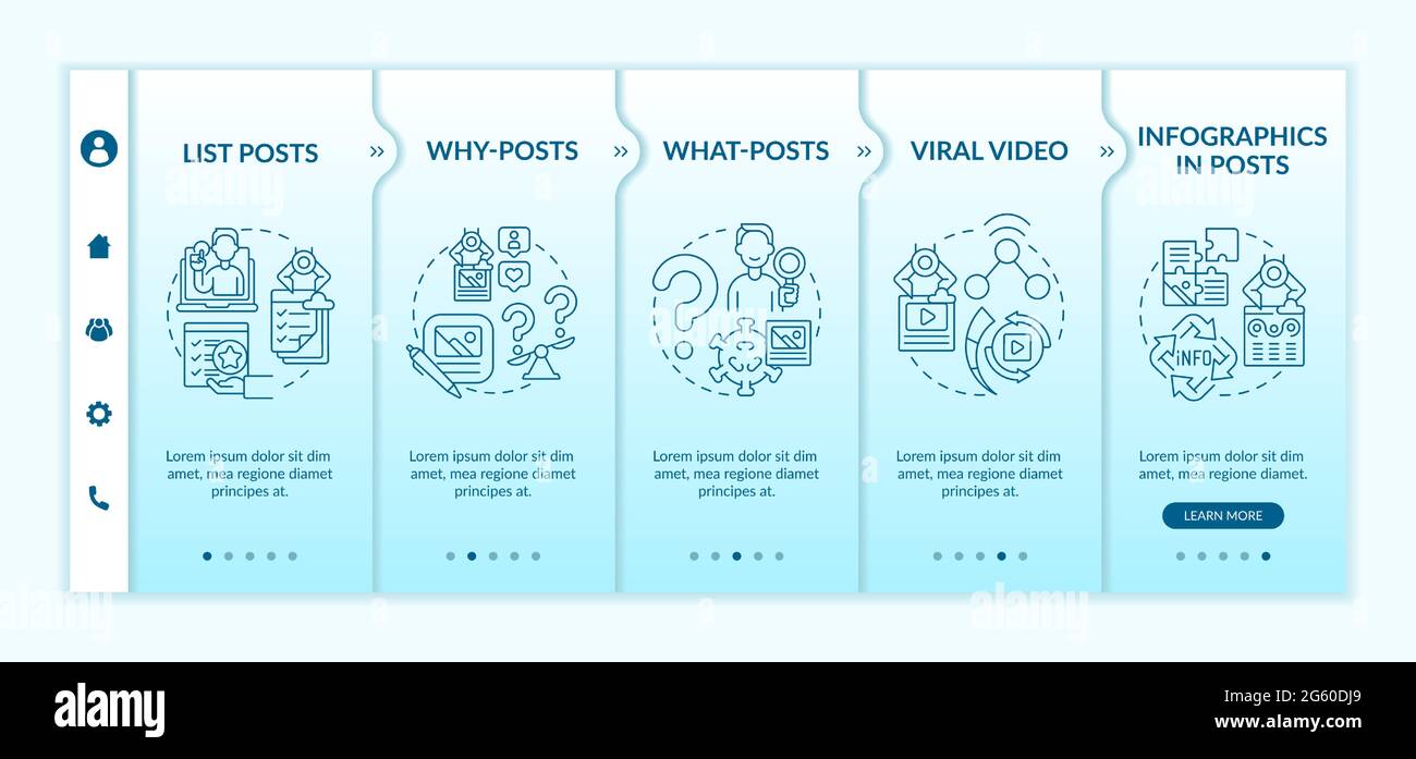 Top engaging posts types onboarding vector template Stock Vector Image ...