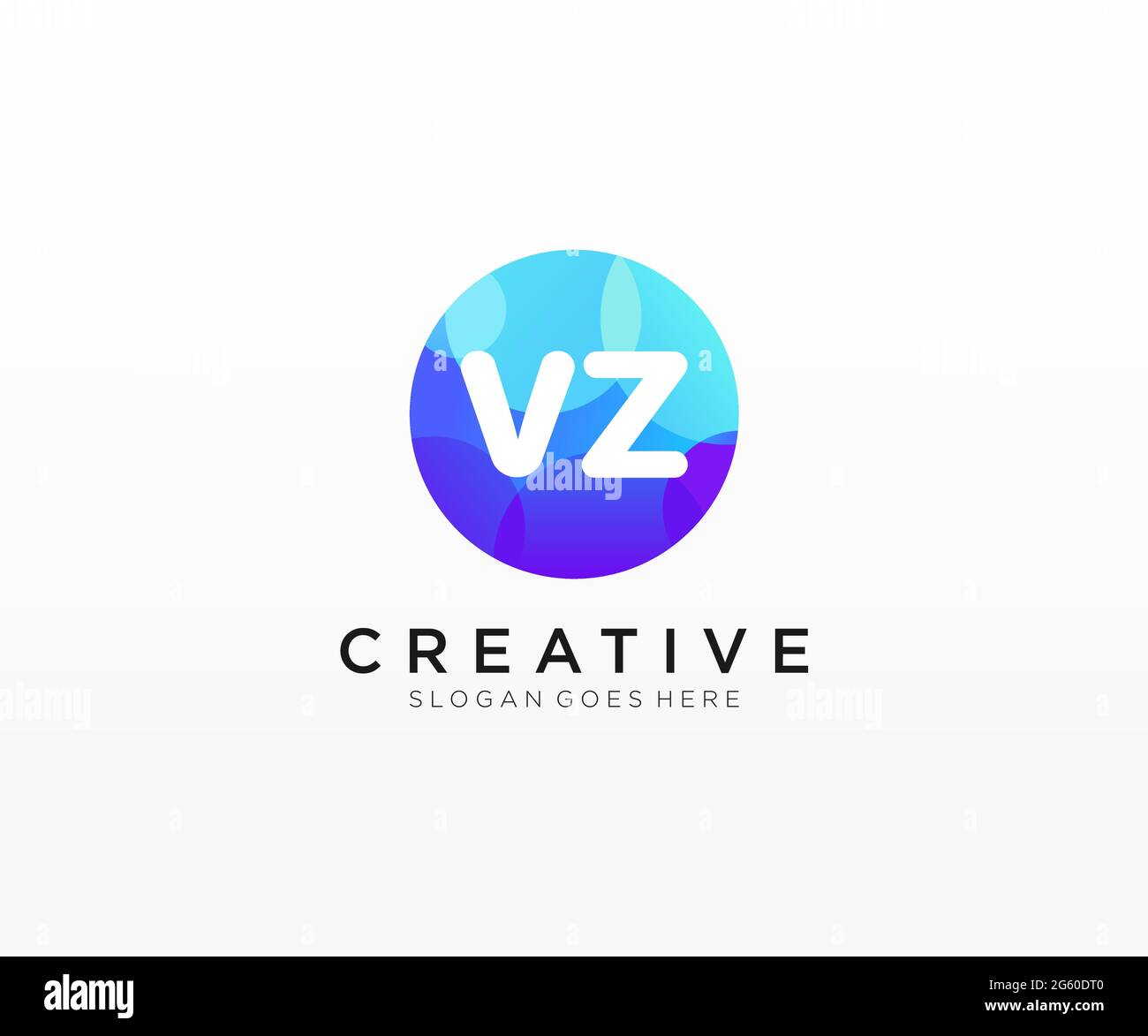 VZ initial logo With Colorful Circle template Stock Vector
